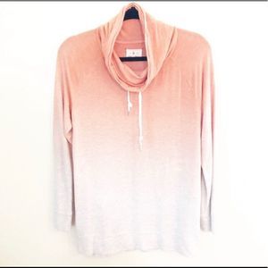 Lou & Grey Orange Ombre Cowl Neck Sweatshirt Large